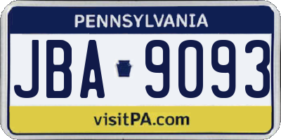 PA license plate JBA9093