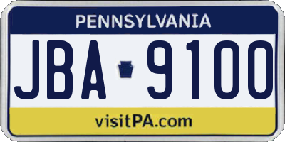 PA license plate JBA9100