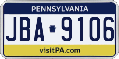 PA license plate JBA9106