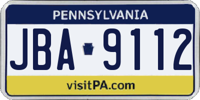 PA license plate JBA9112