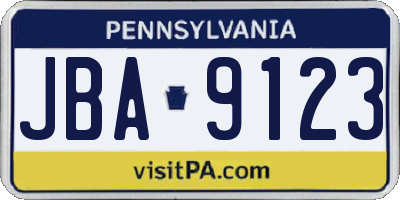 PA license plate JBA9123