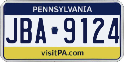 PA license plate JBA9124