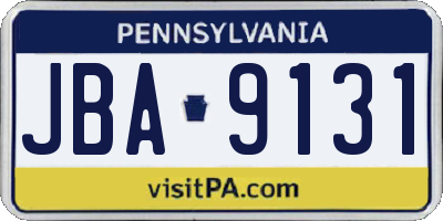 PA license plate JBA9131