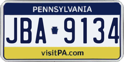 PA license plate JBA9134