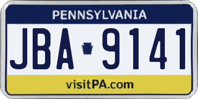 PA license plate JBA9141