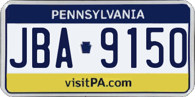 PA license plate JBA9150