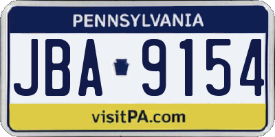 PA license plate JBA9154