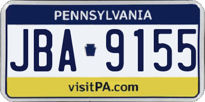 PA license plate JBA9155