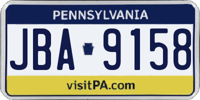PA license plate JBA9158