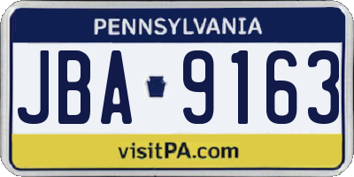 PA license plate JBA9163