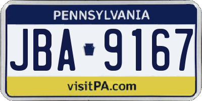 PA license plate JBA9167