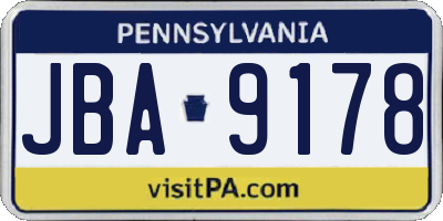PA license plate JBA9178