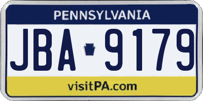 PA license plate JBA9179