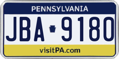 PA license plate JBA9180