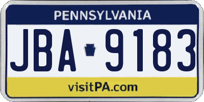 PA license plate JBA9183