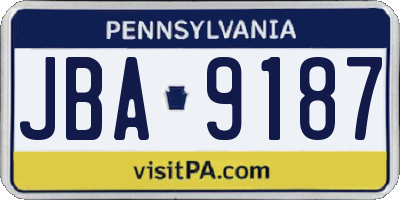 PA license plate JBA9187