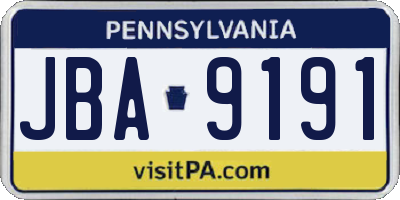 PA license plate JBA9191