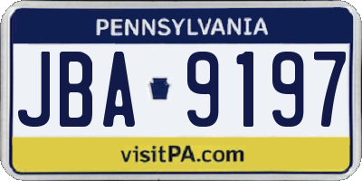 PA license plate JBA9197