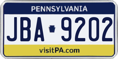 PA license plate JBA9202
