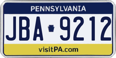 PA license plate JBA9212