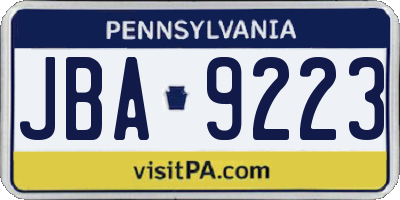 PA license plate JBA9223