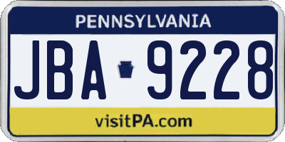 PA license plate JBA9228