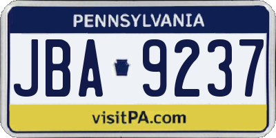 PA license plate JBA9237