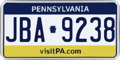 PA license plate JBA9238