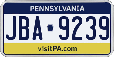 PA license plate JBA9239