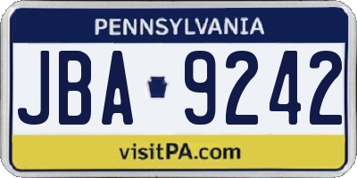 PA license plate JBA9242