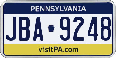 PA license plate JBA9248