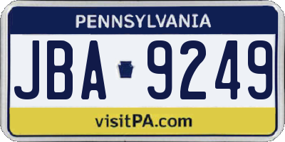 PA license plate JBA9249