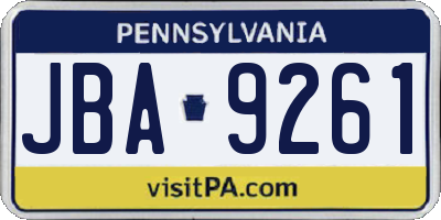 PA license plate JBA9261