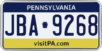 PA license plate JBA9268