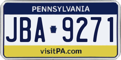 PA license plate JBA9271