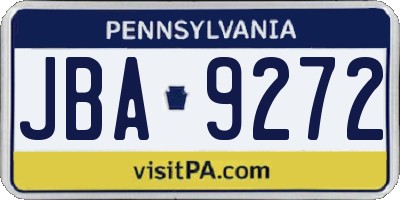 PA license plate JBA9272
