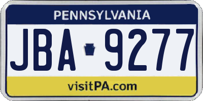 PA license plate JBA9277