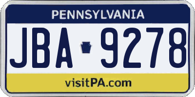 PA license plate JBA9278