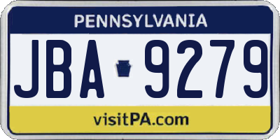 PA license plate JBA9279