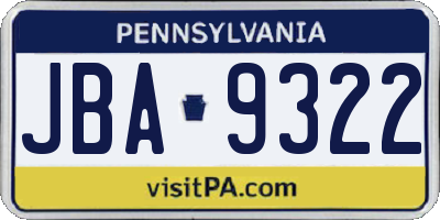 PA license plate JBA9322