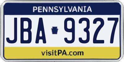 PA license plate JBA9327