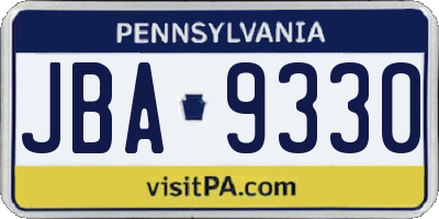 PA license plate JBA9330