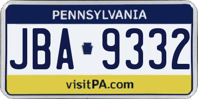 PA license plate JBA9332