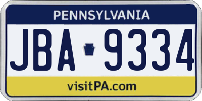 PA license plate JBA9334