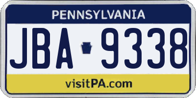 PA license plate JBA9338