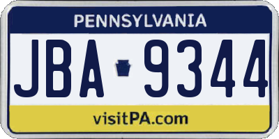 PA license plate JBA9344