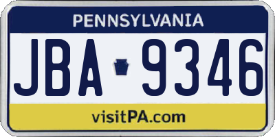 PA license plate JBA9346