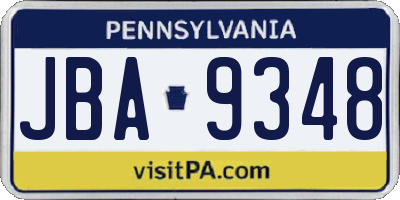 PA license plate JBA9348
