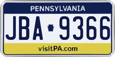 PA license plate JBA9366