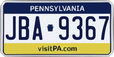 PA license plate JBA9367